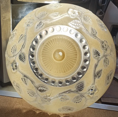 Vintage Molded 3 Chain Light Fixture Shade 10 1/4" diameter Cover