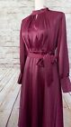 chicwish womens satin high neck dress long sleeve size M burgundy red NWT