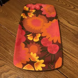 VINTAGE THETFORD FLOWER POWER YELLOW ORANGE MELAMINE PLASTIC TRAY LONG RECTANGLE - Picture 1 of 12