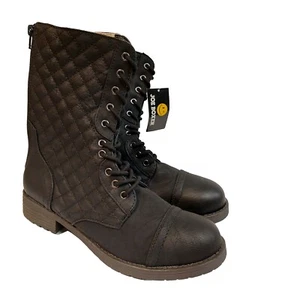 Joe Boxer Sz 8 Women's Atlas Black Quilted Mid-Calf Fashion Combat Boots Shoes - Picture 1 of 7