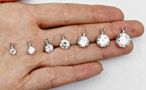 Runder Solitär-Anhänger 0,25 kt-4 kt im Labor gezüchteter Moissanit zertifiziert 14 K Weißgold - Bild 1 von 10