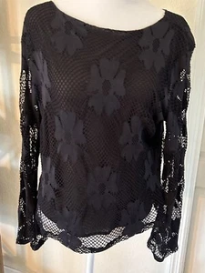 ANDRIA LIEU Black Lace Woven Pullover Top XL or Large - Bild 1 von 9