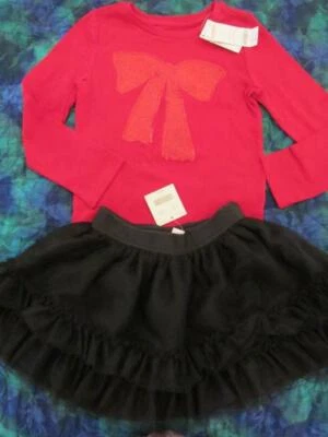 NUEVO CON ETIQUETAS 6 Gymboree Wild for Horses Camisa con lazo Janie and Jack Tutú Negro Foto 1 de 4