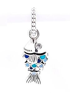 New 100% Authentic PANDORA 925 Silver Blue Scaled Fish Dangle Charm 799428C01