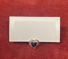 10 Flat Heart Silver Place Card Holders - Shower Or Wedding