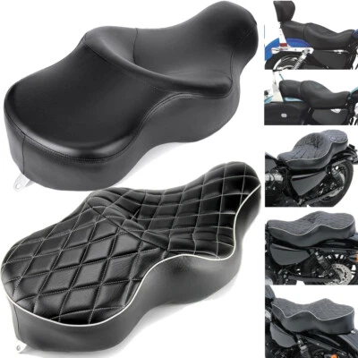 For Harley Sportster XL 883 1200 Iron Custom Driver Rider Passenger Two-Up Seat Foto 1 de 4