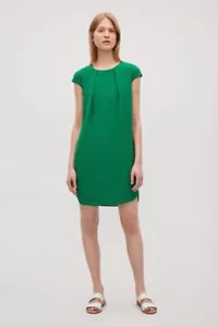 COS Women's Green Solid Soft Pleat A-line Dress 100% Polyester Size EUR 42 - Bild 1 von 16