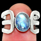 Natural Rainbow Moonstone - India 925 Sterling Silver Ring s.7 Jewelry R-1162
