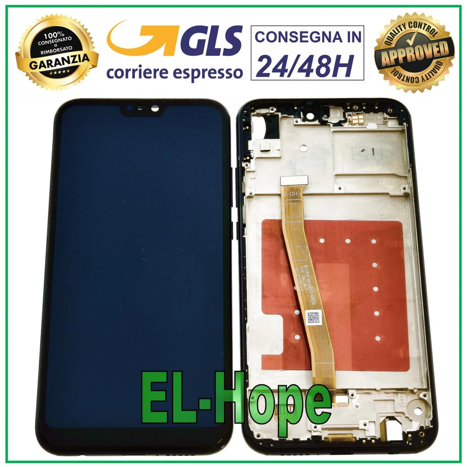 DISPLAY LCD FRAME PER HUAWEI P20 LITE ANE-LX1 TOUCH SCREEN SCHERMO VETRO NERO - Immagine 1 di 1