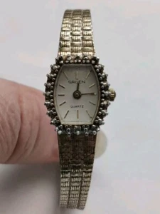 Reloj de cuarzo Gruen para mujer tono dorado 6" pequeño delicado - Imagen 1 de 10