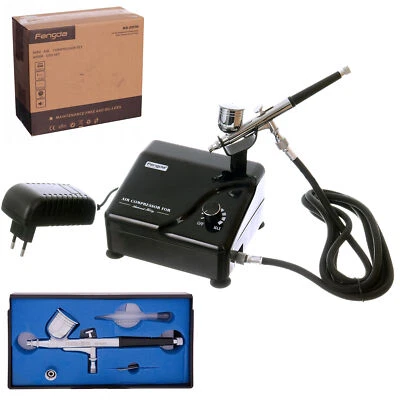 Mini Airbrush Kompressor Komplett mit Airbrush und Schlauch FENGDA Leise