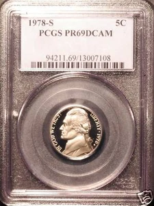 1978-S Prueba Jefferson Níquel PCGS PR69DCAM #7108 - Imagen 1 de 2