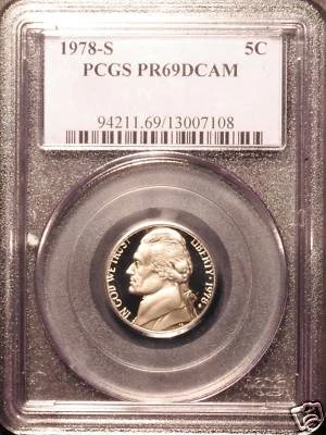 1978-S Proof Jefferson Nickel  PCGS PR69DCAM  #7108 - Image 1 of 2