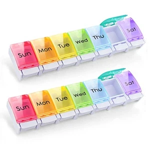2 PCS Weekly Pill Organizer Arthritis Friendly Travel 7 Day Pill Box Vitamin ... - Picture 1 of 7