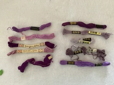 8+ skeins embroidery floss purples dmc star coates - Image 1 of 3