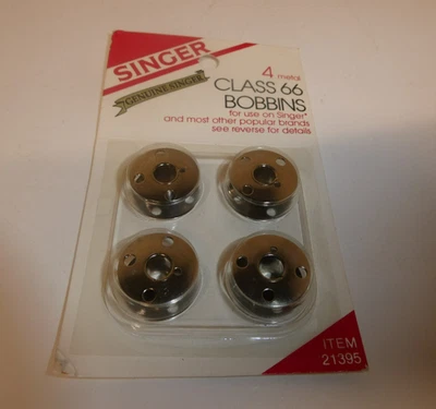 Bobinas de 4 unidades Singer Metal Clase 66 de colección artículo 21395 NUEVO en tarjeta Foto 1 de 4