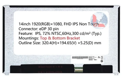 A+ 14" IPS FHD LCD Screen Compatible LP140WF7-SPH1 LP140WF7(SP)(H1) NV140FHM-N47 - Image 1 of 4