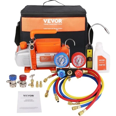 Kit de bomba de vacío de CA con medidores 1/4 HP 4,5 CFM HVAC Auto Mini Split R134a R410a Foto 1 de 4