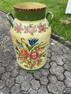 Alte bemalte Milchkanne, Dekokanne, Schimständer, Deko 5,2 Kg - Bild 1 von 4