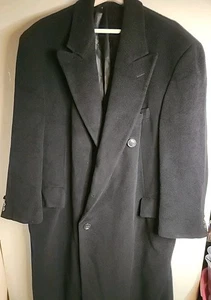 Chaps Ralph Lauren~Mens~Cashmere &  Wool~Overcoat~Long Black~Italy~Superb  - Picture 1 of 18