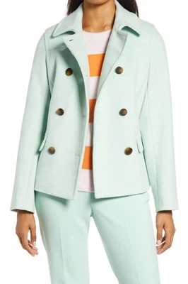 Abrigo corto de doble botonadura Halogen X Atlantic Pacific para mujer X-pequeño niebla verde Foto 1 de 4