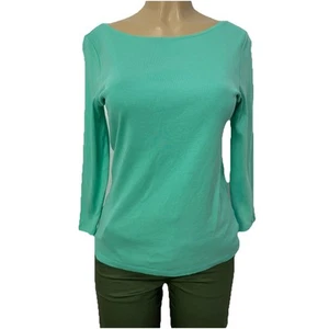 Camiseta The Talbots Camisa de Algodón Pima para Mujer Talla XS Informal Manga 3/4 Cuello Barco Top - Imagen 1 de 11