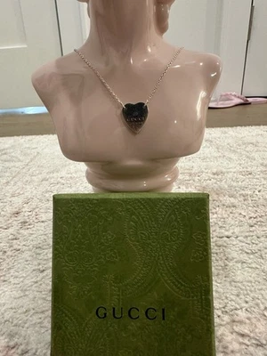 Gucci Sterling Silver Heart Logo Tag Pendant Necklace - Image 1 of 4