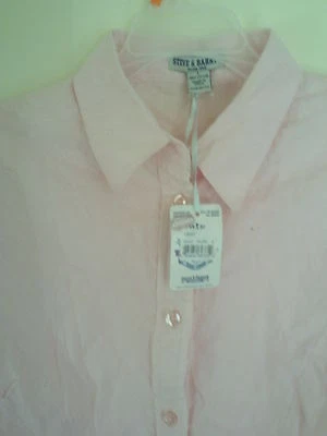 CAMISA BLUSA TOP STEVE & BARRYS ~ DISEÑADOR Algodón Rosa Rayas ~ TALLA L~ NUEVA CON ETIQUETAS Foto 1 de 4