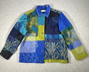 Marsh Landing Jacket Womens Medium Floral Embroidered Applique Patch Button up - Picture 1 of 15