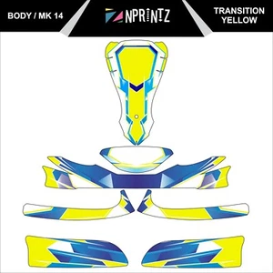 MK 14 TRANSITION YELLOW STYLE FULL KART STICKER KIT - KARTING - OTK - EVK-CADET- - Picture 1 of 3
