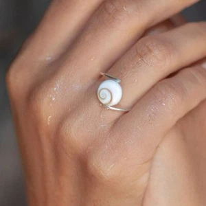 Shiva Muschel Edelstein 925 Sterlingsilber Ring Valentinstag Tag Schmuck SE-507