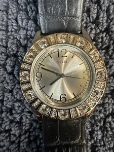 Guess Quartz Watch G96034L Women Silver Japan Movt Leather Analog New Battery - Picture 1 of 4