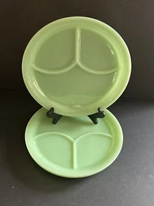 Vtg Fire King Jadeite restaurant ware divided grill plates oven ware 1950 Set-3 - Picture 1 of 24