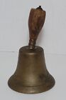 Vintage Brass Hand Bell School Bell Wooden Handle Old Antique
