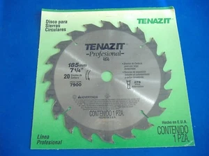 MADE IN USA 7 1/4" 20 TOOTH CARBIDE CIRCULAR SAW BLADE TENAZIT PROFESSIONAL - Picture 1 of 1