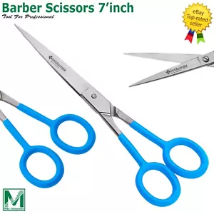 Friseur Haarschneideschere 6,5" - Silber Edelstahl Schere / Blau Gummiringe - Bild 1 von 6