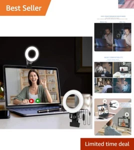 Adjustable Video Conference Ring Light with 48 LED Beads for Clear Visibility - Picture 1 of 10