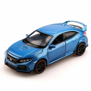 1:32 Honda Civic Type R Model Car Diecast Toy Cars 2 Doors Open Pull Back Blue - Picture 1 of 4