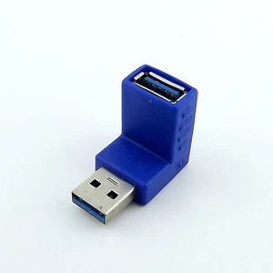 USB 3.0 A Male To A Female 90 Degree UP Angle M/F Extension Adapter Connector - Picture 1 of 5