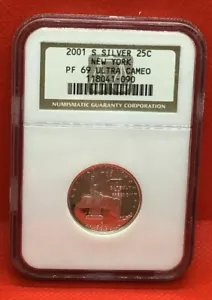 2001-S Silver New York Statehood Quarter NGCS Certified PF-69 Ultra Cameo  - Picture 1 of 2