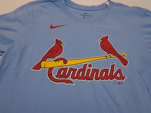 Nike St Louis Cardinals Light Blue MLB Baseball T Shirt Medium FLAW - Picture 1 of 8