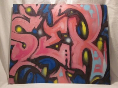 graffiti street art style spray painted canvas sign SEX 24" x 20 original art - Image 1 of 4