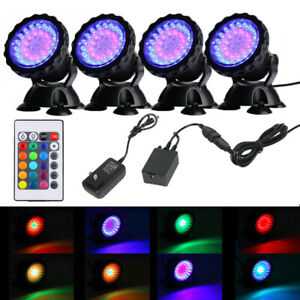 36 LED  Submersible RGB Pond Spot Lights Underwater Pool Fountain IP68+IR Remote