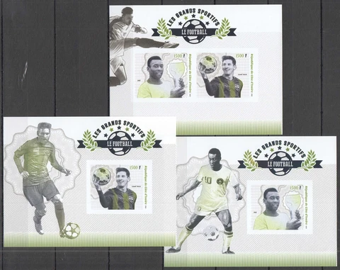 OZ0407 IMPERF 2018 IVORY COAST FOOTBALL LEGENDS PELE & LIONEL MESSI 1KB+2BL MNH Cover