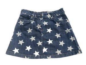 Mini Boden Blue Star Print Denim Skirt Size Girls 11-12 Years Cotton Blend Heart - Picture 1 of 6