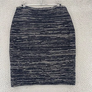 Falda St John Mujer 8 Negro Texturizado Encaje Rayas Debajo de la Rodilla Elástico Tejido Lápiz - Imagen 1 de 11