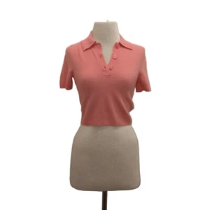 J. Crew NWT Pink Cashmere Cropped Sweater Polo in Spiced Guava Size XS/XXS - Picture 1 of 16