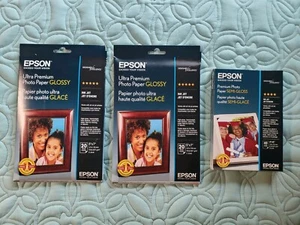 Epson Ultra Premium Glossy Photo Paper 5x7 20 Sht (×2) & Semi-Gloss 4"×6" 40 sht - Bild 1 von 6