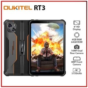 (Wi-Fi+4G) OUKITEL RT3 LTE 4GB+64GB ORANGE Dual SIM Rugged Android PC Tablet AU - Picture 1 of 22