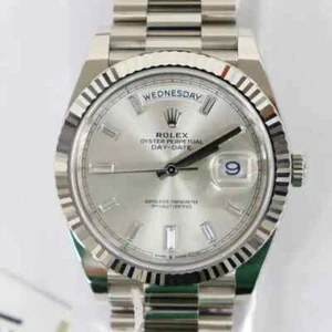 2020s Mint Rolex 228239 Day Date 40 18K White Gold Diamond Watch - Picture 1 of 6